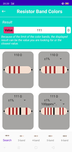 Android application Calculate resistor value screenshort