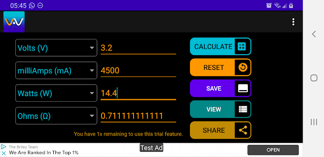 Volt Amp Watt Calculator Varies with device APK screenshots 8
