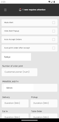RestaJet Alert Screen 2