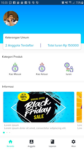 Android application Iuran screenshort