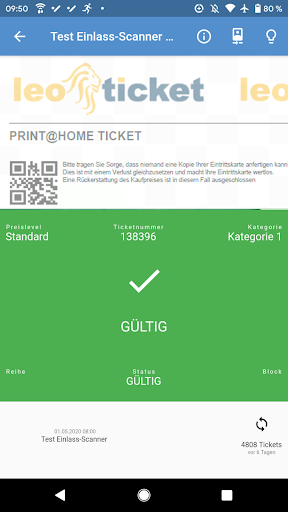 leoticket Scan Screen 2