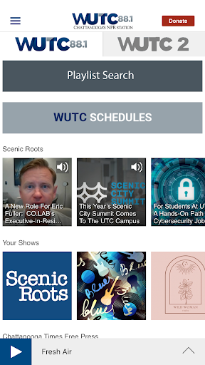WUTC Public Radio App Screen 2