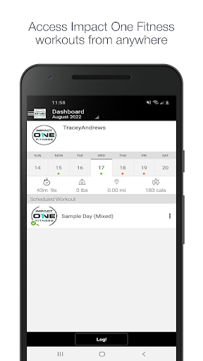 Android application Impact One Fitness screenshort
