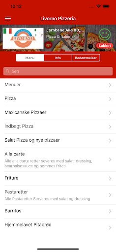 Android application Livorno Pizzeria screenshort