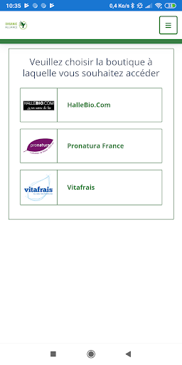 Android application Extranet Organic Alliance screenshort