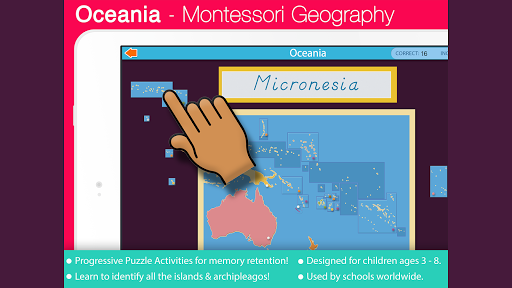 Android application Oceania - Montessori Geography screenshort