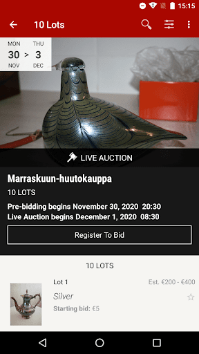Vilin valinnan Huutokauppa Screen 2
