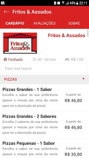Fritos e Assados Delivery Screen 2