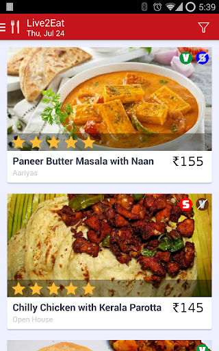 Android application Live2Eat screenshort