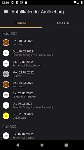 Abfallkalender Amöneburg Screen 2