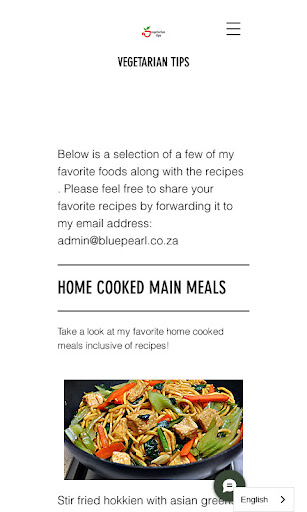 Android application vegetarian tips screenshort