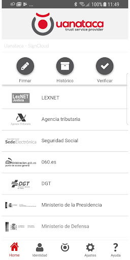Android application Uanataca SignCloud screenshort
