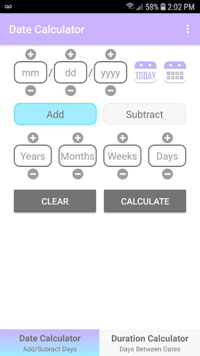 Android application Date Calculator screenshort