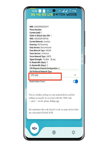 Android application 4G 5G switcher -Work All Phone screenshort