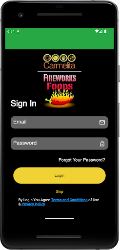 Android application Fireworks Foods screenshort
