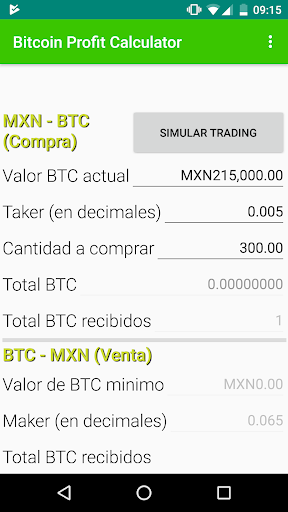 Android application Calculadora de ganacias bitso screenshort