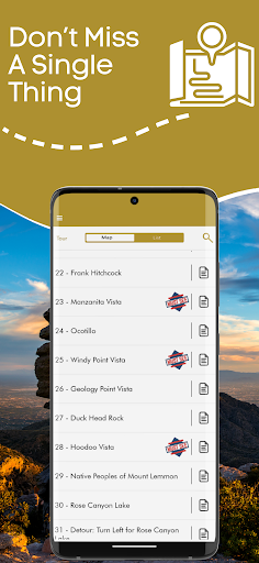 Screenshot of Mount Lemmon Audio Tour Guide