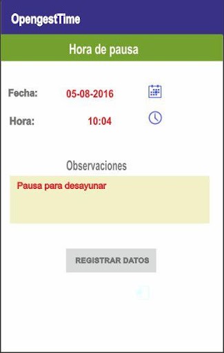 Fichar Horas - OpengestTime Screen 2