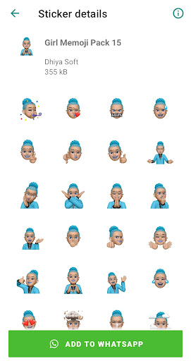 Android application Girl Memoji for WA screenshort