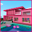 Pink house with furniture. Cra