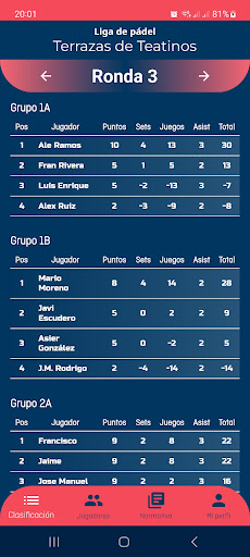 Android application Padel TdT screenshort