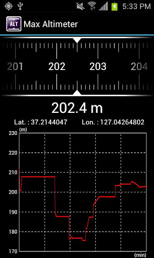 Android application Max Altimeter screenshort