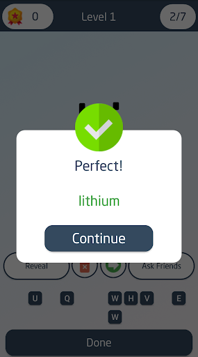 Chemistry periodic table quiz Screen 2
