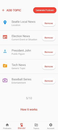Android application NewsBlender screenshort