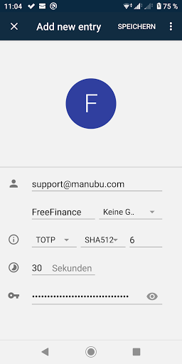 manubuAuth 2Factor FreeFinance Screen 2