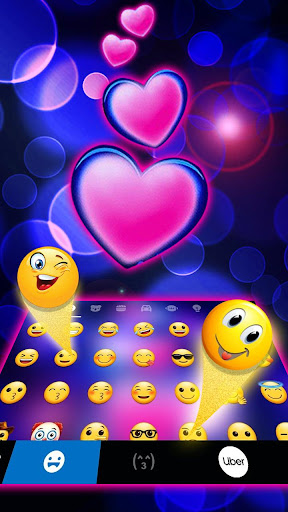 Pink Glow Hearts Theme Screen 3