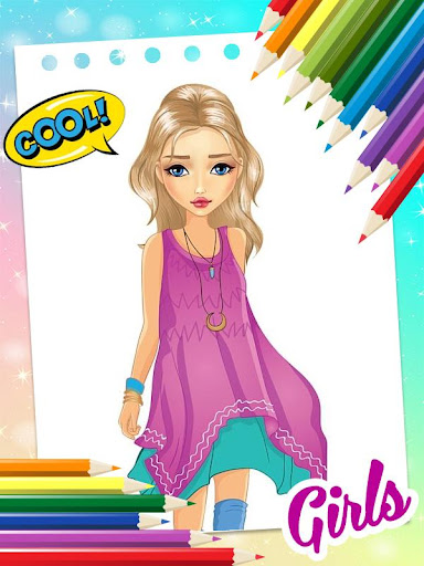 Girls Fashion Coloring Book Screen 2
