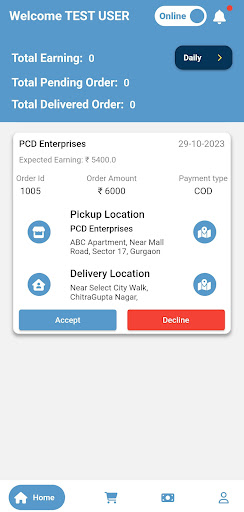 Grocito Delivery Partner Screen 2