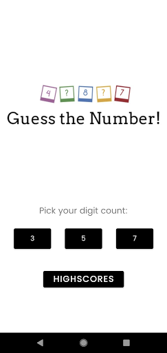 Android application Guess The Number screenshort