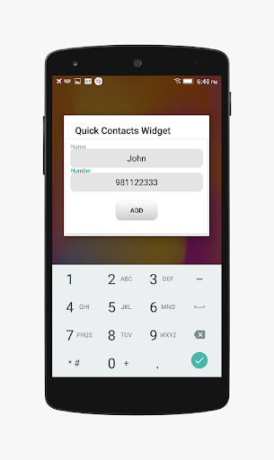 Quick Contacts Widget Screen 2