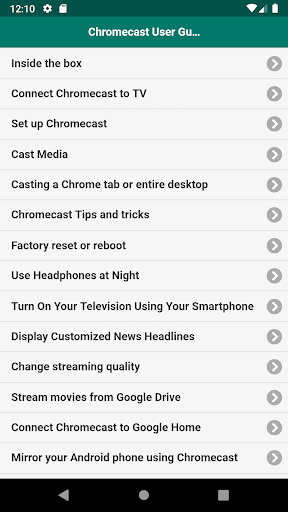 Android application User guide for Chromecast screenshort