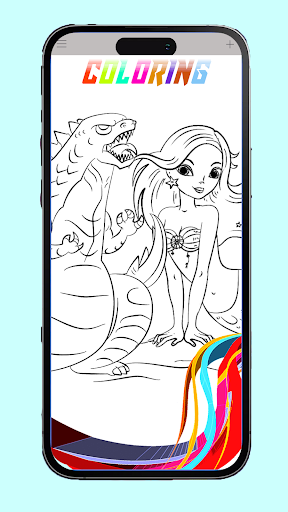 Godzilla VS Mermaid Coloring