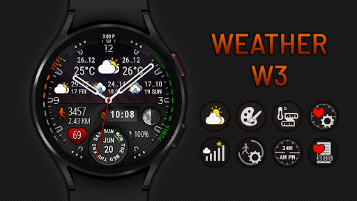 Android application Weather watch face W3 screenshort