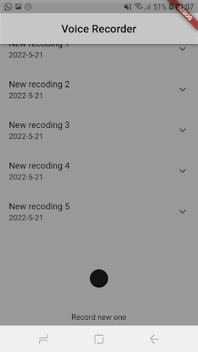 Android application voice recorder screenshort