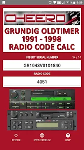 RADIO CODE for GRUNDIG 91 - 98