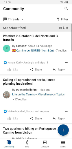 Camino Forum Screen 3
