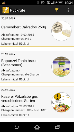 Android application AGES Produktwarnungs-App screenshort