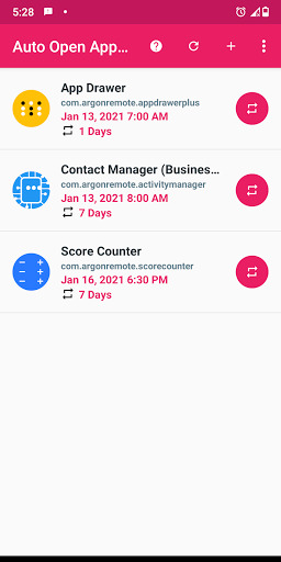 Android application Open App Scheduler screenshort