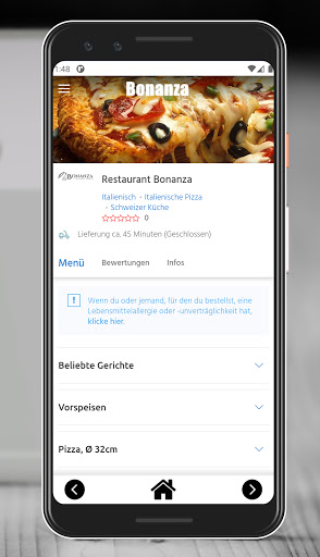 Android application Restaurant Bonanza screenshort
