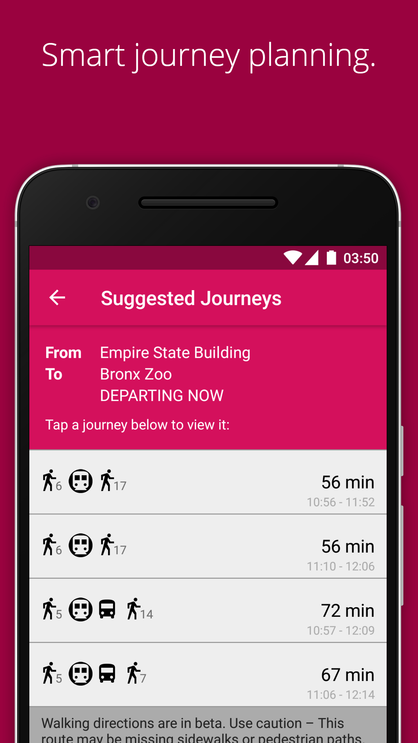 Android application NYC Bus Checker screenshort