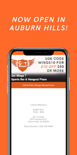 Android application Got Wings? screenshort