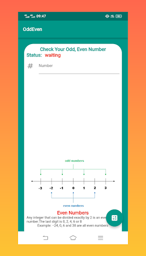 Android application oddEven screenshort