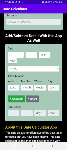 Date Calculator Screen 3
