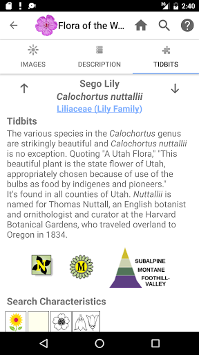Screenshot of Flora of the Wasatch
