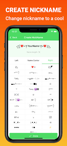 Android application Nickname Finder - Special char screenshort