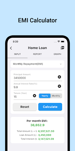Financial Calculator EMI Screen 2